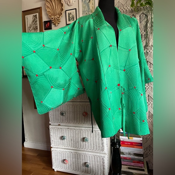 Green Silk Haori Kimono - Picture 11 of 14